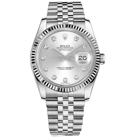 rolex date just silver